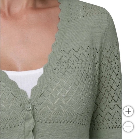 NWT Frye Women’s Pointelle Cardigan Sweater SAGE Green Seagrass Cardigan, XL - Picture 5 of 10